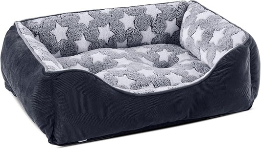GASUR Large Dog Bed, Rectangle Washable Pet Beds, Orthopedic Dog Sofa Bed, Durable Pet Cuddler Anti-Slip Bottom, Soft Calming Sleeping Warming Puppy Bed (L (35"x 25"x 9"), Black)-PurrikoPets