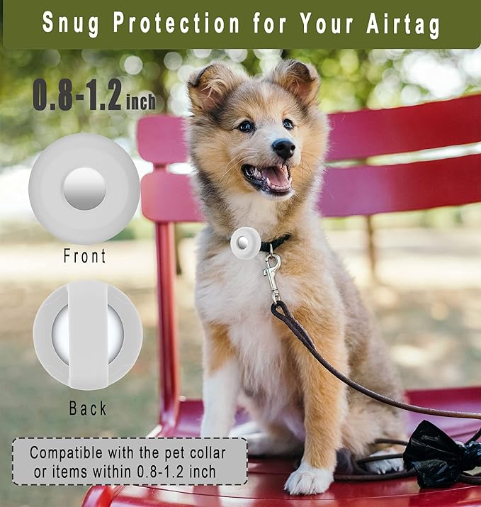 for Airtag Holder for Dog Collar, Cibaabo Silicone Air Tag Case Cover Compatible with Apple Airtags for 0.8-1.2inch Cat Pet Collar Harness Loop-PurrikoPets