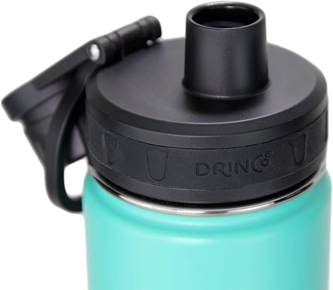 DRINCO Stainless Steel Water Bottle Spout Lid Vacuum Insulated Double Wall Water Bottle Wide Mouth (40oz 32oz 22oz 18oz 14oz) Leak Proof Keeps Cold or Hot (22 oz, 22oz Ombre Fuschia Teal)-PurrikoPets
