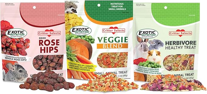 Exotic Nutrition Herbivore Treats (3 Pack) - for Guinea Pigs, Rabbits, Hamsters, Gerbils & More-PurrikoPets