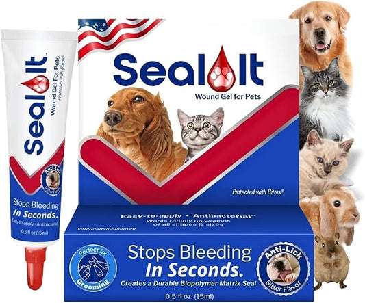 Dog Wound Care Gel – Styptic Powder Alternative for Dogs & Cats | Quick Stop Bleeding for Cuts, Nails & Scrapes | Liquid Bandage First Aid for Pets and Animals | Seal It® 15ml | Made in USA-PurrikoPets