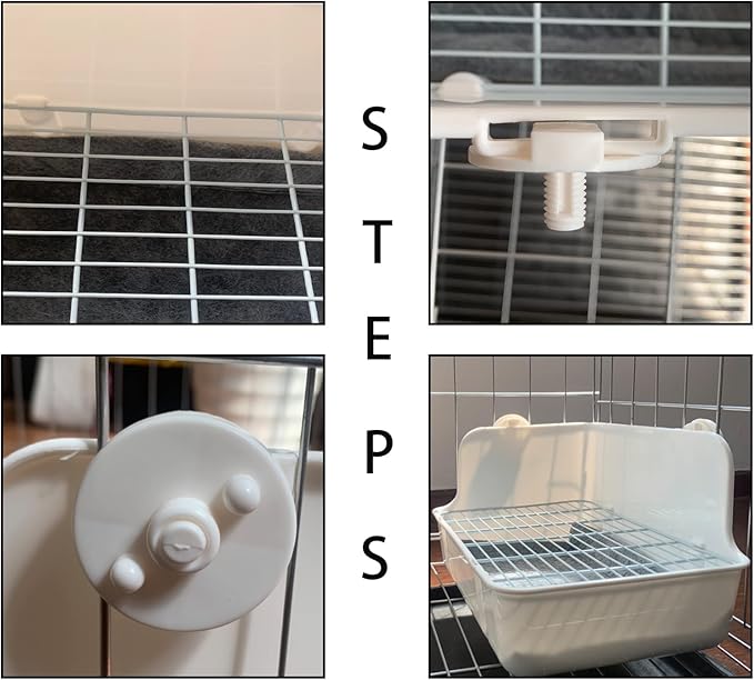 11Pcs Rabbit Litter Box Toilet,Bunny Corner Litter Bedding Plastic Square Grate Guinea Pig Bunny Ferret Hamster Hedgehog, Potty Trainer Bedding Box for Guinea Pig Ferret Hamster Hedgehog (White)-PurrikoPets