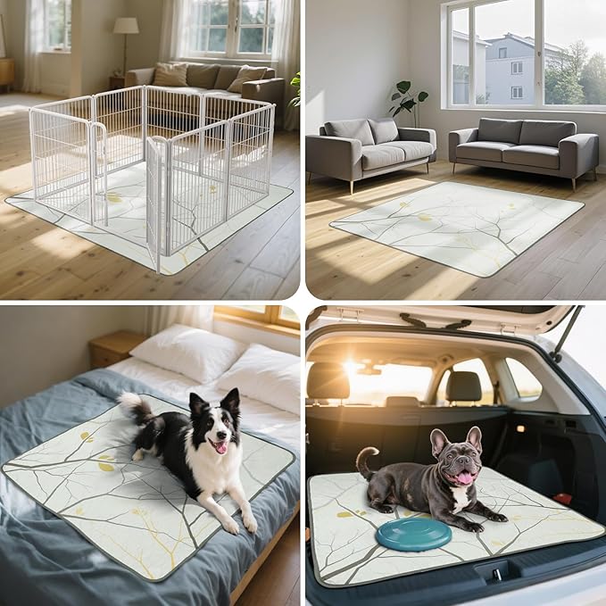 FXW Washable Pee Pads for Dogs, Puppy Pads with Super Absorbent, Specifically Designed for FXW Rollick/Homeplus 24 inch 8 Panels Dog Playpen, 63" Square, Branch, 1 Pack-PurrikoPets