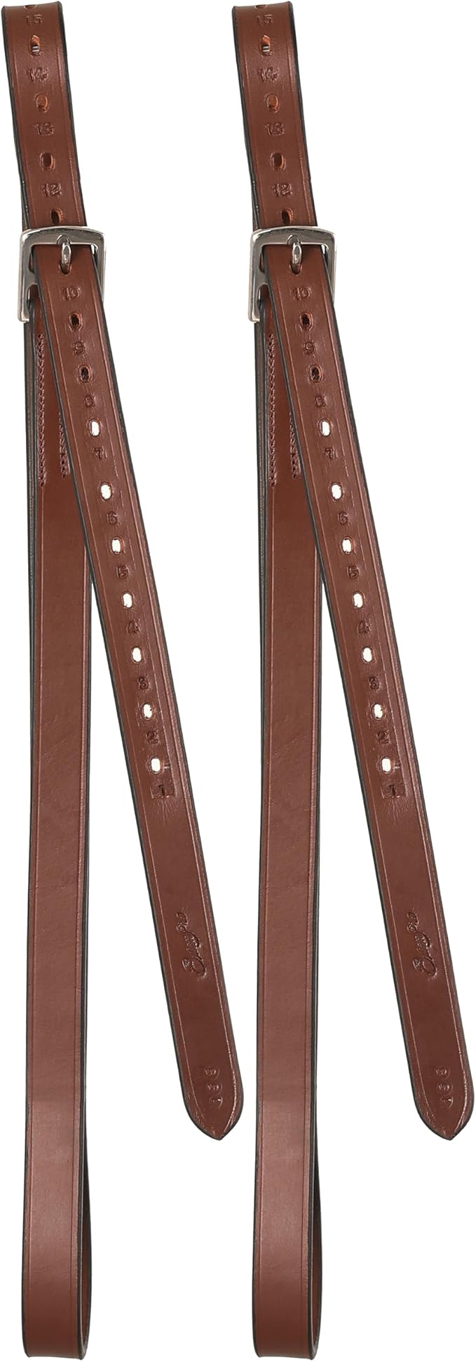 Exion Pre-Stretched Leather Stirrup Leathers for English Saddles | Premium Vegetable-Tanned Non-Stretch Stirrups for Jumping, Dressage & Schooling | 18-Hole Numbered Adjustment & SS Buckles-PurrikoPets