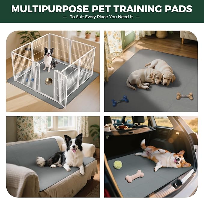FXW Washable Pee Pads for Dogs, Puppy Pads with Super Absorbent, Specifically Designed for FXW Rollick/Homeplus 24inch 8 Panels Dog Playpen, 63" Square, Gray, 1 Pack-PurrikoPets