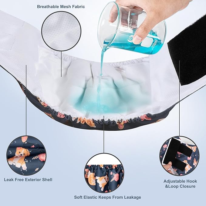 5 Pack Dog Diapers Male,Reusable Leakproof Pet Soft Dog Belly Band Wraps,High Absorbency Male Dog Diaper,Wider Washable Belly Band for Doggy Incontinence and Puppy Training-PurrikoPets