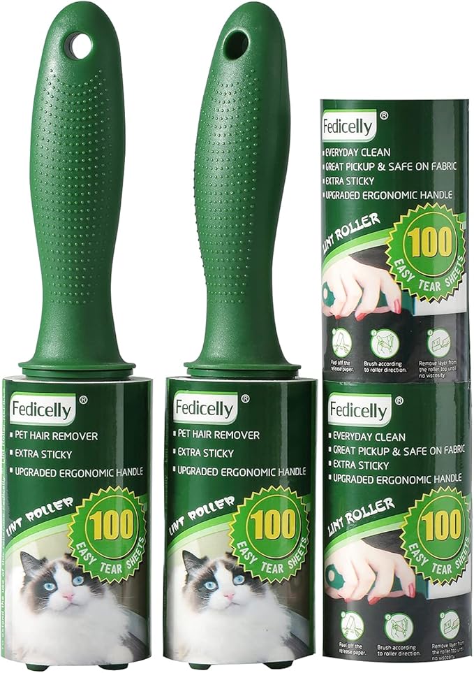 Fedicelly Extra Sticky Lint Rollers Pet Hair Remover for Laundry Clothes Furniture Carpet,Total 400 Sheets Lint Rollers Refills Dog Cat Hair Lint Remover Brush Couch-PurrikoPets