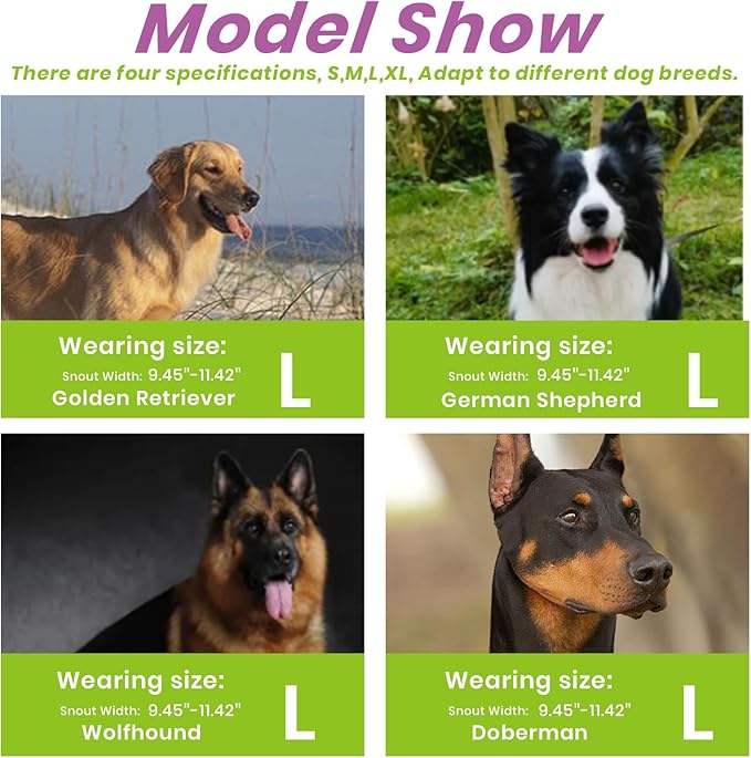 Glow-in-The-Dark Dog Muzzle, Basket Muzzle for Small Medium Large Dogs,Anti-Biting Chewing, Lightweight Cage Design,Allows Drinking & Panting,for Grooming & Training (Transparent Size L)-PurrikoPets