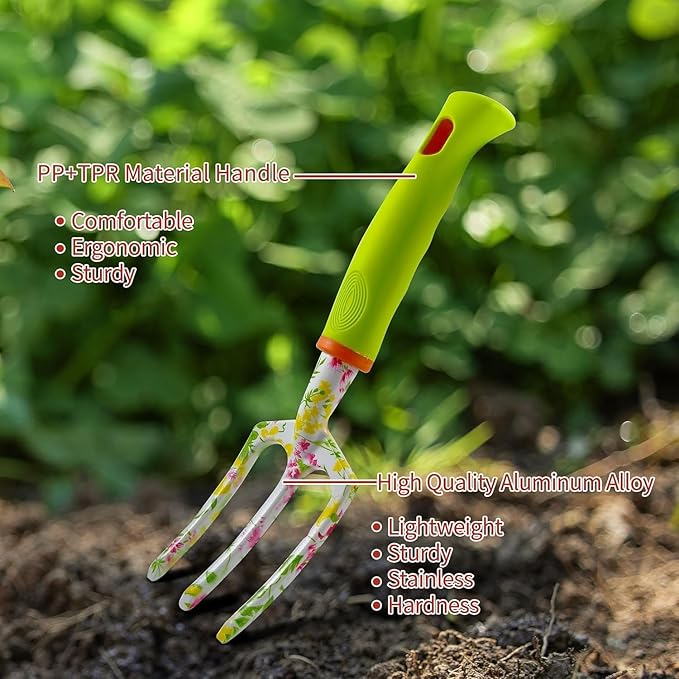 41-Piece Premium Gardening Tool Set, Stainless Steel Heavy Duty Gardening Tool Kit, with Non-Slip Rubber Grip, Storage Tote Bag, Outdoor Hand Tools, Ideal Gardening Gifts for All (Pink Floral)-PurrikoPets