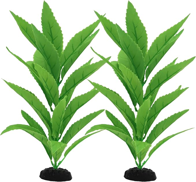 2-Pack 12 Inch Aquarium Silk Aquarium Plants, Artificial Plastic Plant for Small Tank, Goldfish, Fish Hides (Green A, 12 Inch)-PurrikoPets