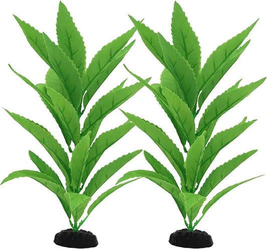 2-Pack 12 Inch Aquarium Silk Aquarium Plants, Artificial Plastic Plant for Small Tank, Goldfish, Fish Hides (Green A, 12 Inch)-PurrikoPets