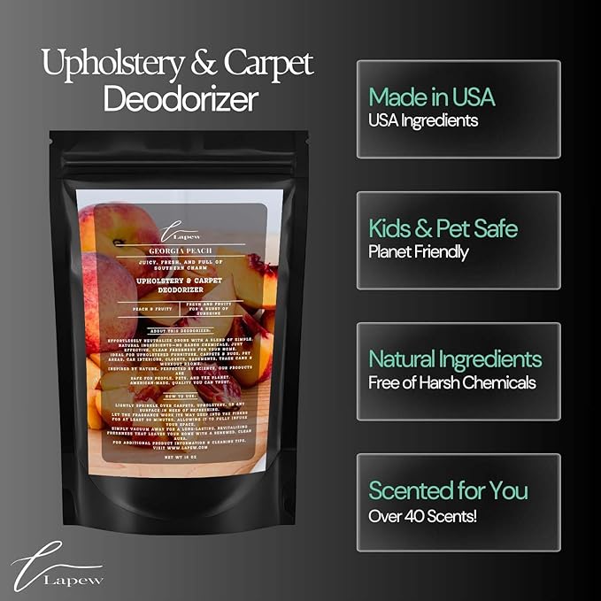 Georgia Peach Carpet Freshener Powder: Powerful Odor Eliminator for Home, Upholstery Deodorizer, Carpet Deodorizer, Pet Urine, Cat Litter Box - Georgia Peach Fragrance-PurrikoPets