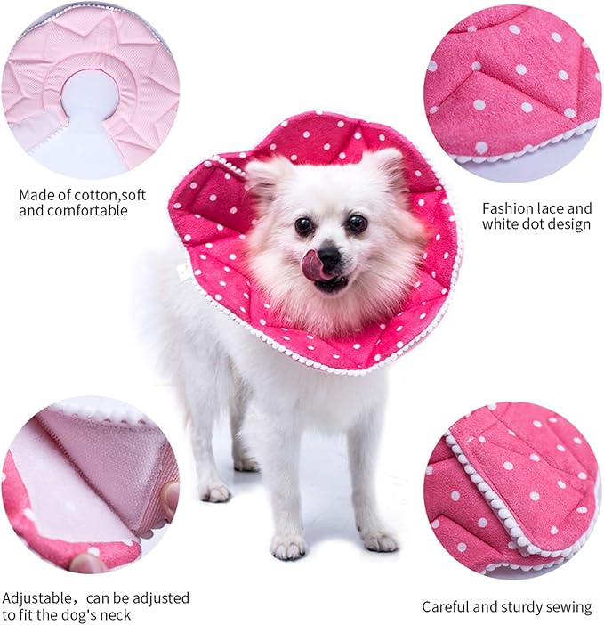 Adjustable Dog Cat Cone,Soft Recovery Cat Cone Collar,Dog Protective Collar for Cats,Puppy and Small Dogs,Pink-PurrikoPets