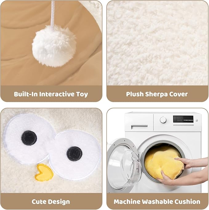 EHEYCIGA Cat Tunnel Bed for Indoor Cats, Cute Cat Donut Toy Tunnel for Small Large Cats with Washable Circle Cushion, Peekaboo Pet Cave Play Tunnel for Kitten, Puppy, Rabbit-PurrikoPets