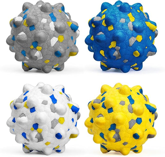 Dog Tennis Balls for Aggressive Chewers, Indestructible Durable Bouncy Interactive Toy for Dogs Fetch Game Lightweight Floating Outdoor Training(4Pcs Medium)-PurrikoPets