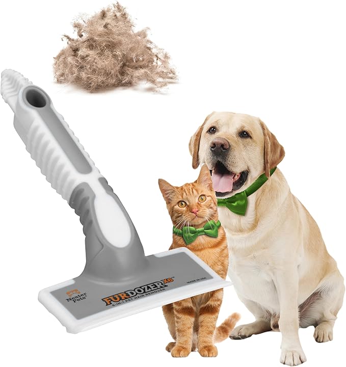 FurDozer X6 Pet Hair Remover & Auto Detailing Tool - Cat & Dog Hair Remover for Carpets, Car Interiors, Couches, Bedding, & Furniture - Reusable Pet Hair Removal Tool for Cat and Dog Fur & Lint, Grey-PurrikoPets