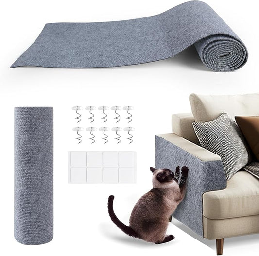 78.7"x15.8"Self-Adhesive Climbing Cat Scratch Protector Pads - Trimmable Furniture Guard for Sofa, Walls & Floors, DIY Cat Tree/Tower/Bed, Replaceable Scratch-Resistant Mats (Light Gray)-PurrikoPets