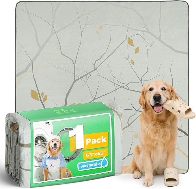 FXW Washable Pee Pads for Dogs, Puppy Pads with Super Absorbent, Specifically Designed for FXW Rollick/Homeplus 24 inch 8 Panels Dog Playpen, 63" Square, Branch, 1 Pack-PurrikoPets