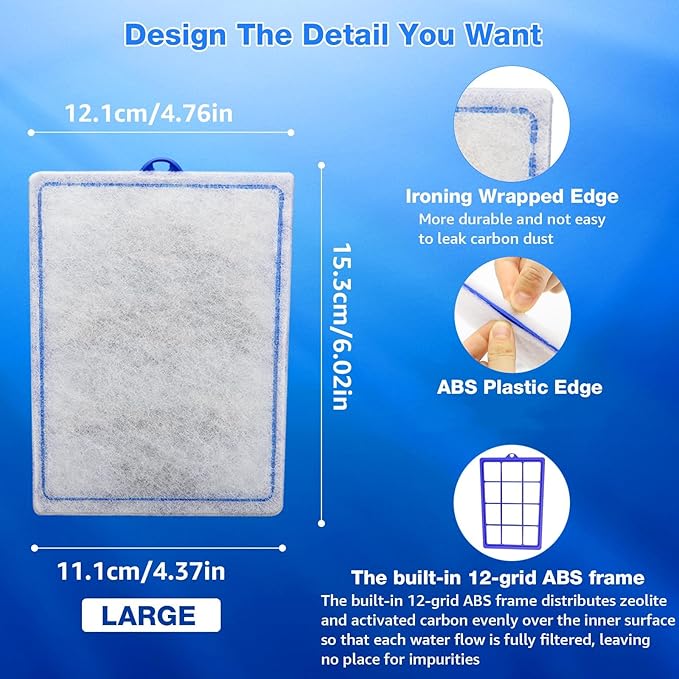 6 Count Assembled Large Filter Cartridges Compatible with Tetra Whisper Bio-Bag Filters 20i 40i IQ20/30/45/60 PF20/30/40/60, Large Replacement Filter Cartridges for Whisper Filters & Aquariums-PurrikoPets