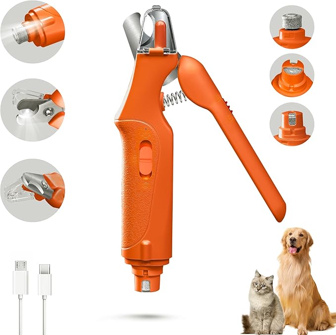 2-in-1 Cat Nail Clippers & Dog Nail Clippers Trimmers for Large Medium Small Dogs Cats Claw Trimmer Quick Sensor and Safety Guard USB Rechargeable with 2 LED Lights Dogs Nail Trimmer-PurrikoPets