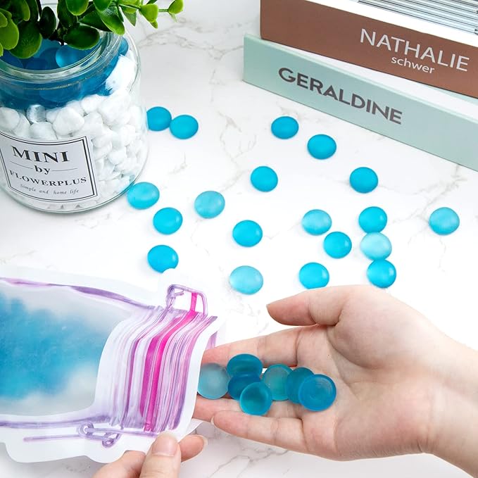 FUTUREPLUS 1LB Frosted Flat Marbles, Blue Glass Pebbles Beads Vase Fillers Decorative Fish Tank Aquarium Rocks for Centerpieces Table Decor-PurrikoPets