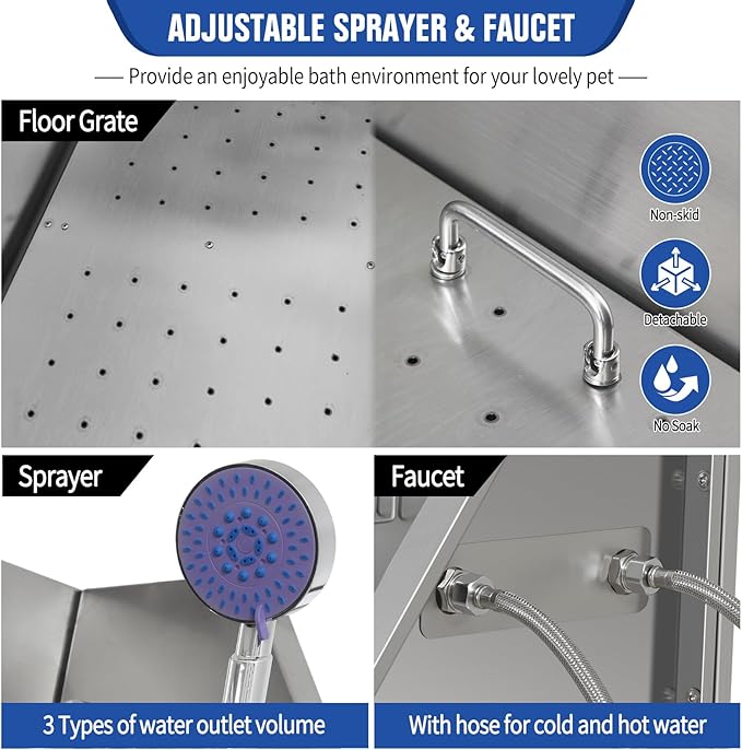 Electric Dog Bathing Station for Large Dogs, Height Adjustable Stainless Steel Dog Pet Washing Station, Professional Dog Grooming Tub with Electric Lift, Pet Wash Bath Station-PurrikoPets