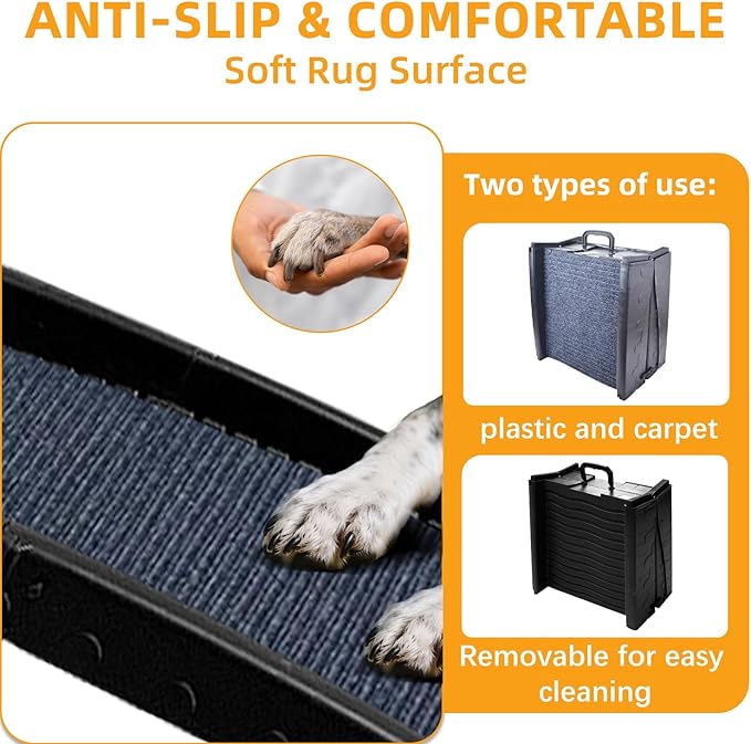 Dog Ramp for Car, Pet Ramp with Removable Non-Slip Pads for Large Small Medium Dog Cat, 60''x16'' Folding Pet Ramp to Get on Truck SUV Van Up to 150LBS, Car Ramp for Pets Outdoor Indoor-PurrikoPets