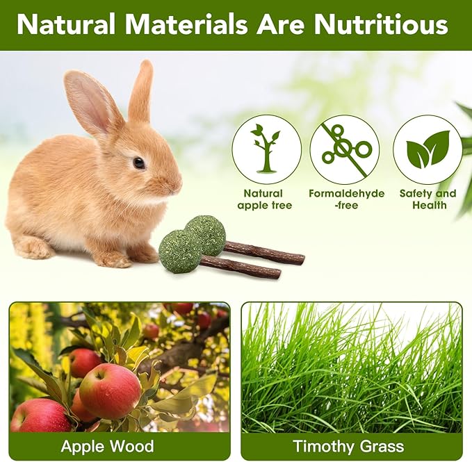 18-Pack Natural Alfalfa & Apple Wood Chew Lollipops for Small Pets - Healthy Dental Toys for Hamsters, Rabbits, Guinea Pigs, Chinchillas-PurrikoPets