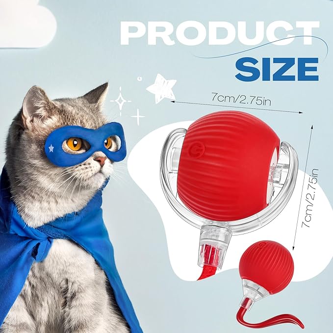 2 Pcs Interactive Rolling Cat Dog Toy Ball, Electric Cat Ball Toy Smart Automatic Self Rolling Dog Ball Toys, 360° Smart Rolling Ball Toy Electric Balls for Dog Cat (Red)-PurrikoPets