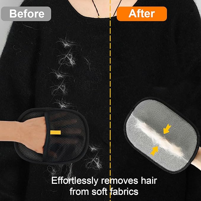 2 Pcs Pet Hair Removal Gloves，Electrostatic Pet Hair Remover,Reusable Cat & Dog Hair Remover for Couch, Furniture, Bed (Black)-PurrikoPets