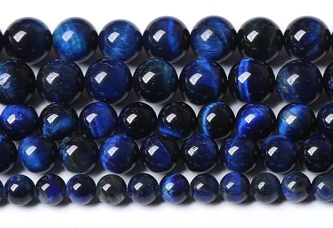 Lapis Lazuli Blue Tiger Eye Beads Natural Stone Round Loose Beads Energy Gemstone Healing Power for Jewelry Making 1 Strand 10mm 38pcs 15"