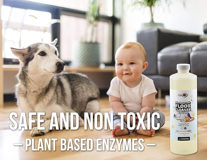 DU-MOST Enzymatic Floor Cleaner Concentrate (1 Oz Makes 1 Gal), No, Streak, No Rinsing, Kids & Pets Safe, Hard Surface Floors, Citrus Scent, 16 Fl Oz-PurrikoPets