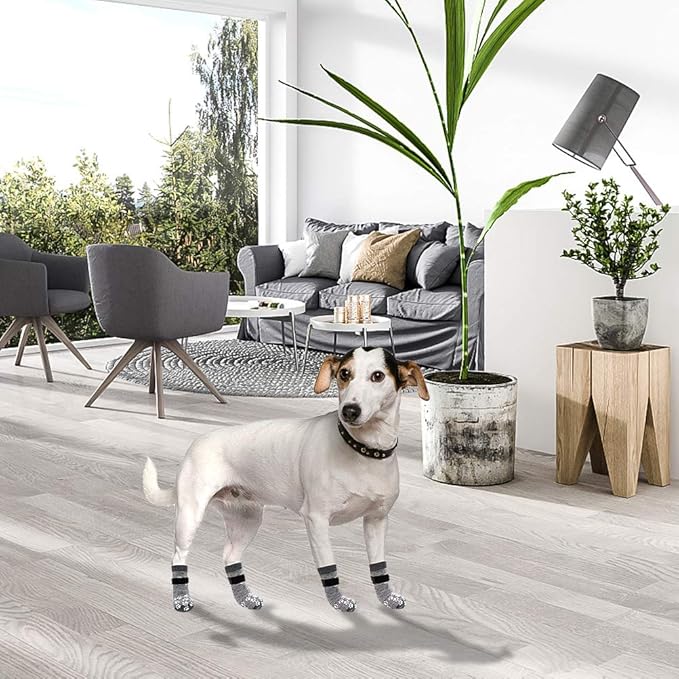 EXPAWLORER Anti Slip Dog Socks to Prevent Licking Paws, Dog Shoes for Hot Pavement, Dog Booties for Small Medium Large Senior Dogs, Traction Control Dog Boots & Paw Protectors for Hardwood Floors-PurrikoPets