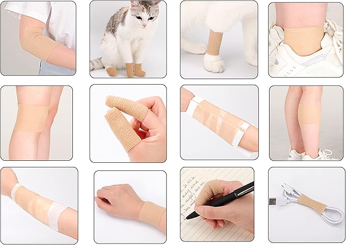 24 Pack Breathable Self Adherent Wrap, Athletic Elastic Non Woven Cohesive Bandage for Sports, First Aid Medical, Wrist, Ankle Sprains, Swelling and Vet Wrap 2 Inch 5 Yards (Rainbow Color).-PurrikoPets