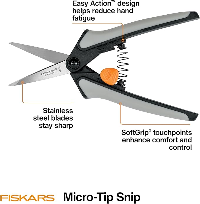 Fiskars 15pc Micro-Tip Pruning Snip Set, Precision Stainless Steel Blades, Softgrip Handles for Deadheading, Trimming & Shaping Small Plants-PurrikoPets