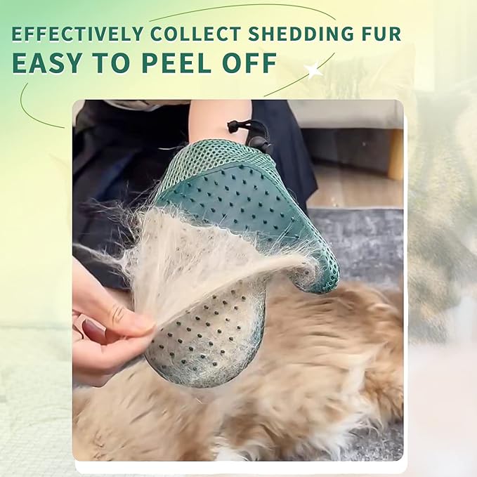 2 in 1 Cat Fur Glove & Pet Hair Remover Glove, Dog Grooming Glove Brush for Shedding, Massage, Efficient Pet Hair Remover Mitt for Cleaner Couch, Carpet [Blue/Single]-PurrikoPets