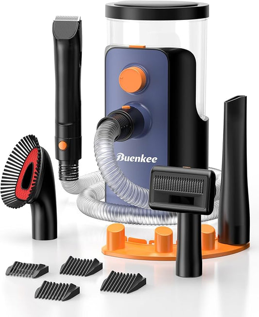 Dog Grooming Vacuum, 4.5L Extra-Large Dust Cup Dog Grooming Kit, 14000Pa High-Suction Pet Groomer with Clippers, Low-Noise All-in-One Shedding Control Set for Home Use-PurrikoPets