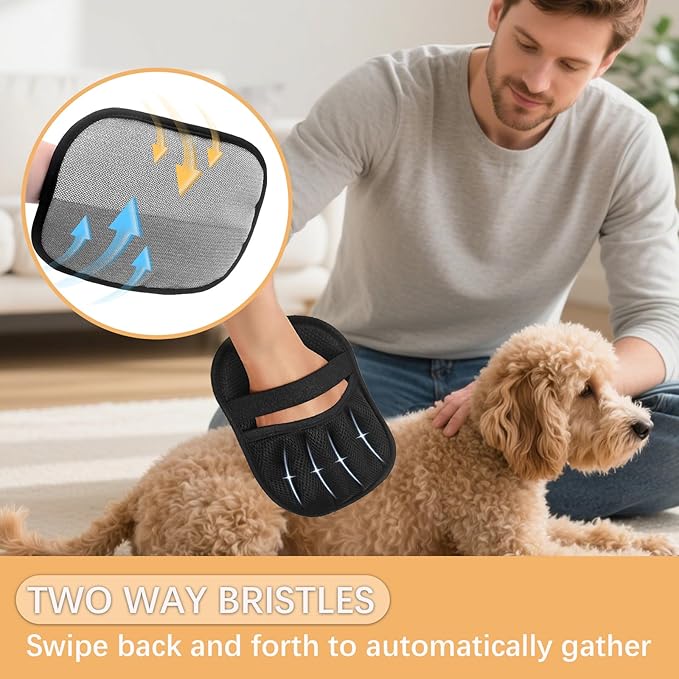 3 Pcs Magic pet Hair Remover Glove - Reusable & Easy-to-Clean cat and Dog Fur Brush for Effortless Grooming, Upgraded Grip and Large Size for Better Coverage-PurrikoPets