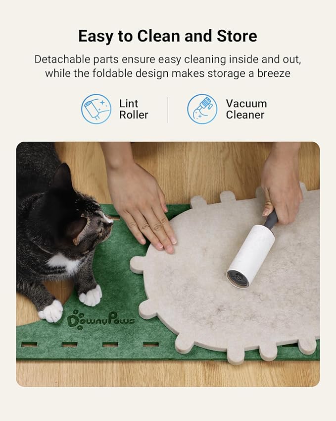 DownyPaws Cat House for Indoor Cats, Cat Bed Cave for Multiple & Large Cats Up to 22 Lbs, Scratch Resistant Peekaboo Cat Caves, Foldable Tunnel Enclosed Bed, PeekaPurr, Forest-PurrikoPets
