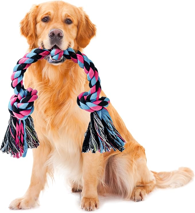 Dog Rope Toy for Large Dogs, Heavy Duty Chew Toys for Aggressive Chewers, Indestructible Durable Cotton Tug of War Rope Toys for Medium to Large Breed Teeth Cleaning-PurrikoPets