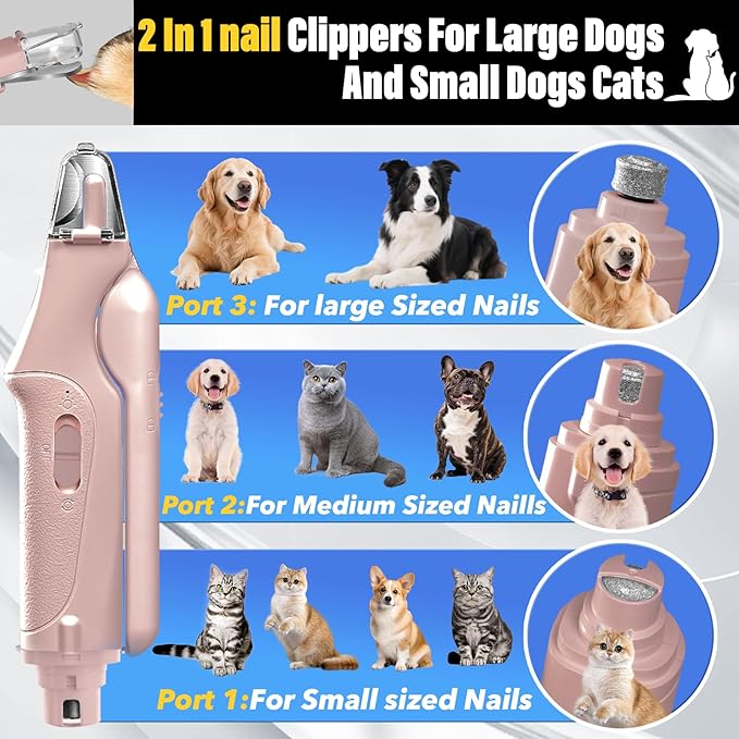 2 in 1 Dog Nail Clippers and Grinder with Lights & Cat Nail Clipper for Large Medium Small Dogs Cats Nail Trimmers USB Rechargeable with 2 LED Lights Dog Claw Care for Non-Black Nails-PurrikoPets