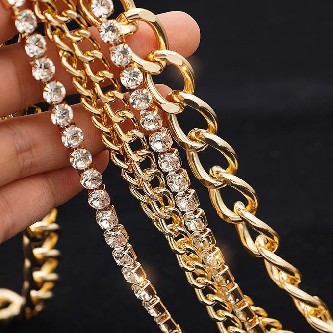 Suyi Multilayer Chain Belt Rhinestone Metal Chain Belts for Women Punk Gold Waist Chain