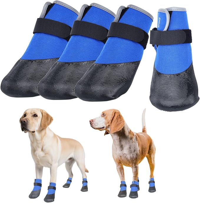 Dog Shoes Lightweight Dog Boots-Breathable Knitted Paw Protector with Adjustable Strap for Hot Pavement, Rain Walking, Hardwood Floors Anti Slip Reduce Noise, Prevent Licking Paws(Blue,XL)-PurrikoPets
