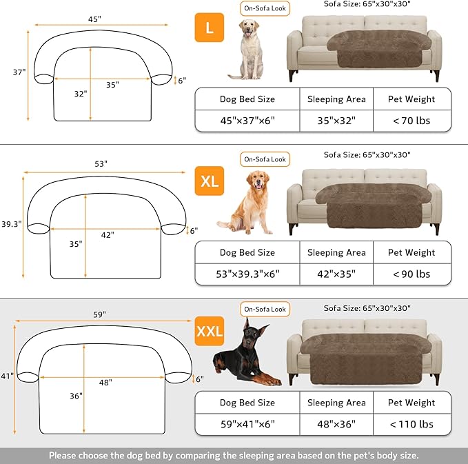 GGIB Calming Dog Bed Fluffy Plush Dog Mat for Furniture Protector with Removable Washable Cover for Large Medium Small Dogs and Cats (Extra Extra Large, Camel)-PurrikoPets