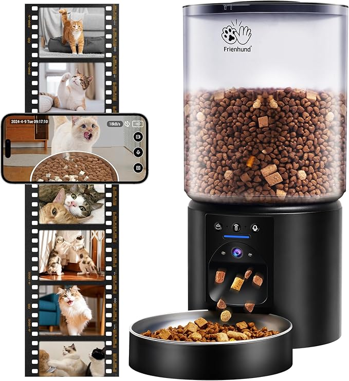 5L Automatic Cat Feeder with 2K HD Camera: 5G WiFi Automatic Dog Feeder with Night Vision,Cat Food Dispenser with Freshness for Multiple Pets,Detachable for Easy Clean-21 Cup (Sealed Outlet)-PurrikoPets