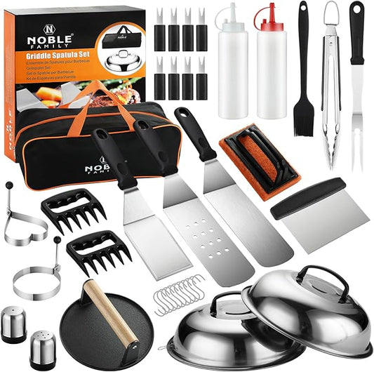 38PCS Griddle Accessories Kit, Professional Grill Tools Set for Outdoor Barbecue, Stainless Steel Griddle Spatula Set with Tongs, Smash Burger Press, Carry Bag, Perfect Grilling Gifts-PurrikoPets