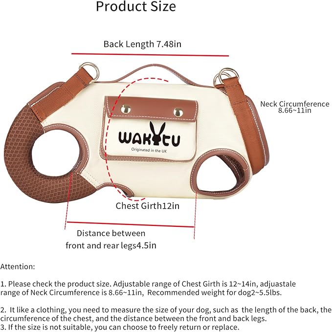 Dog Lift Harness Dog Carrier VES Harness Adjustable Leash with Small Puppy Treat Bag,Fits Most Cars,XS-PurrikoPets