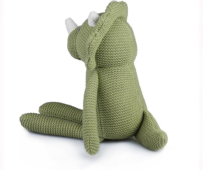 100% Organic Cotton Baby Stuffed Animals | 7.1" Green Dinosaur Plush for Newborn-PurrikoPets