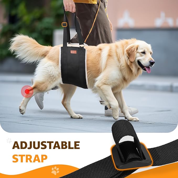 Adjustable Dog Lift Harness, Dog Sling for Large Dogs Lift Support and Rehab Harness for Weak Rear Legs, Soft Hind Leg Support Helps Senior, Injured,Disabled and After ACL Surgery Dogs(Black,X-Large)-PurrikoPets