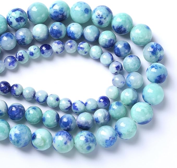 8MM 46PCS Peacock Blue Persian Jade Spacer Loose Beads for Jewelry Making DIY Bracelet Necklace
